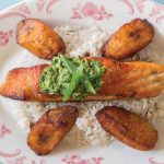 A Recipe for March: Salmon with Mojo Sauce, Coconut Rice, and Plantains