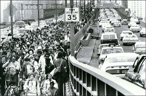 A transit strike makes it even harder than usual to bike across the Brooklyn Bridge. And, usually, its HARD.