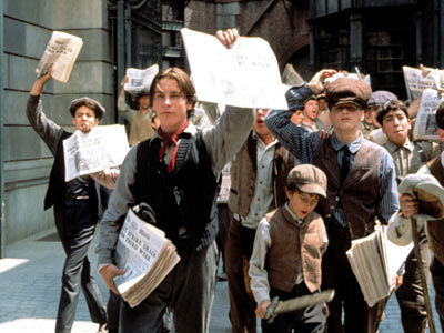 Not the actual newsboys of 1899. Christian Bale is not actually a time traveler. Though he is good at many other things. Like singing and dancing and wearing capes.