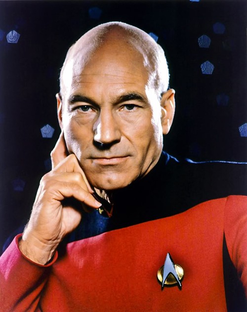 Heres Patrick Stewart, contemplating the new frontier of satellite TV