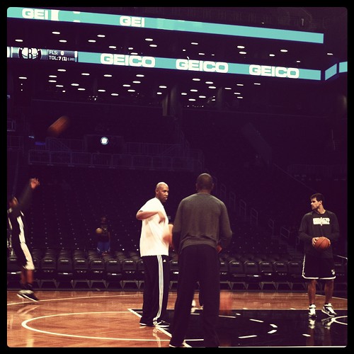 I took this while sitting court side as the Nets warmed up before game time.