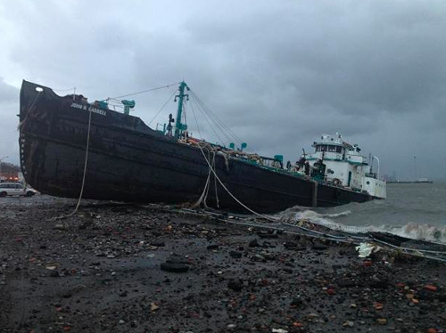 A tanker washed up onto Staten Island