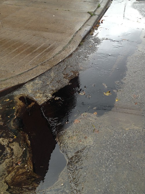 Oil running into the sewer in Red Hook