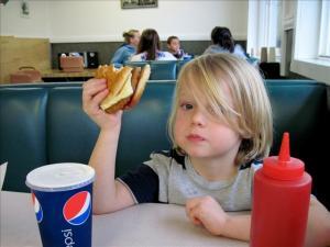 Child at a restaurant