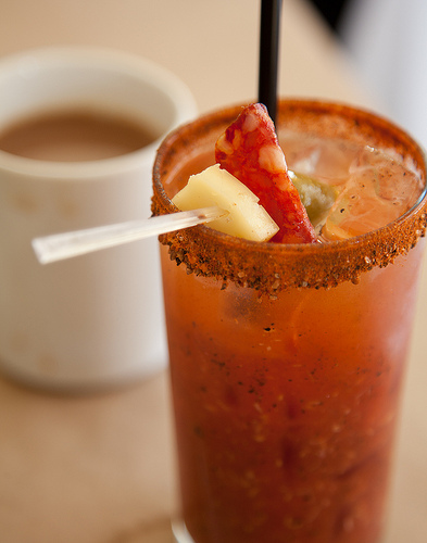 Buttermilk Channels Court Street Bloody Mary, topped with Antipasti Buttermilk Channels Court Street Bloody Mary, topped with Antipasti