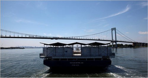 The barge makes its way to the Bronx.
