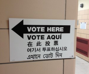 Vote Here sign many languages