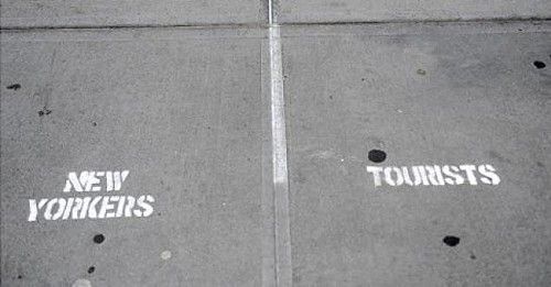 NYC tourism sidewalks