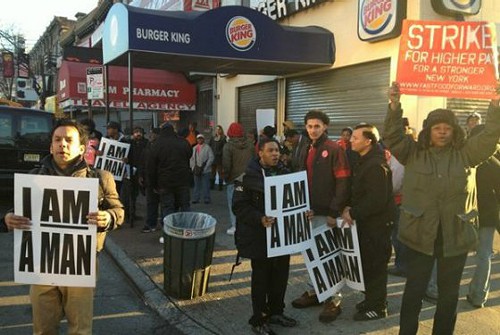 Fast food workers strike Burger King Brooklyn