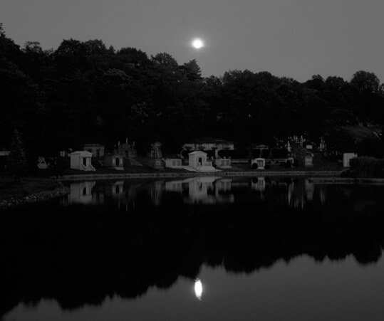 The Lake at Brooklyn's Green-Wood Cemetery at night