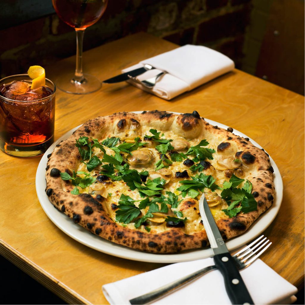 Clam pie with Cappelletti spritz.