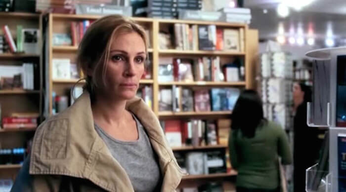 Julia Roberts in Eat, Pray, Love, which was filmed at BookCourt (163 Court St, Cobble Hill)