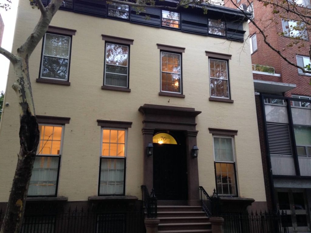 The brick house where Turman Capote lived in Brooklyn Heights.
