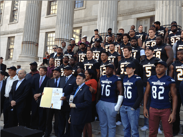 The Brooklyn Bolts, at the team's introduction ceremony at Borough Hall.