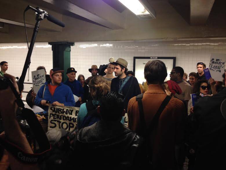 Andrew Kalleen subway busker rally