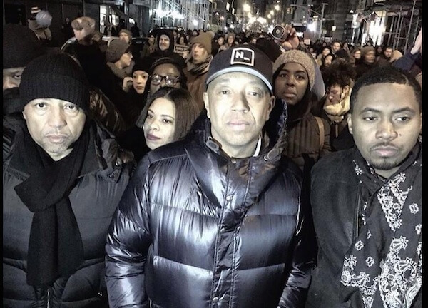 Russel Simmons marches with the Justice League (via Twitter @NYJusticeLeague)