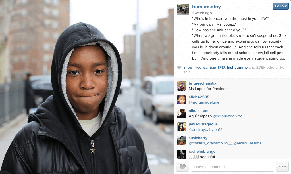 Via Humans of New York's Instagram.