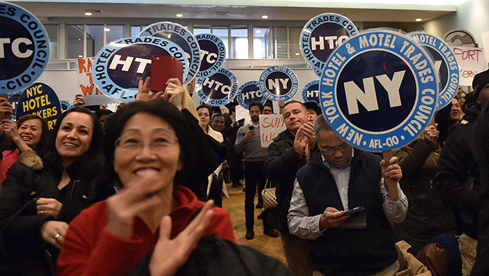 Workers and labor activists applauded the announcement today (Photo: Governor Andrew Cuomo's Office)