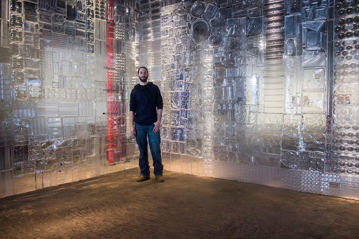Ian Trask inside his installation 