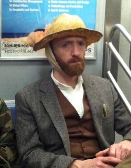 Robert Reynolds dressed as Vincent van Gogh for Halloween