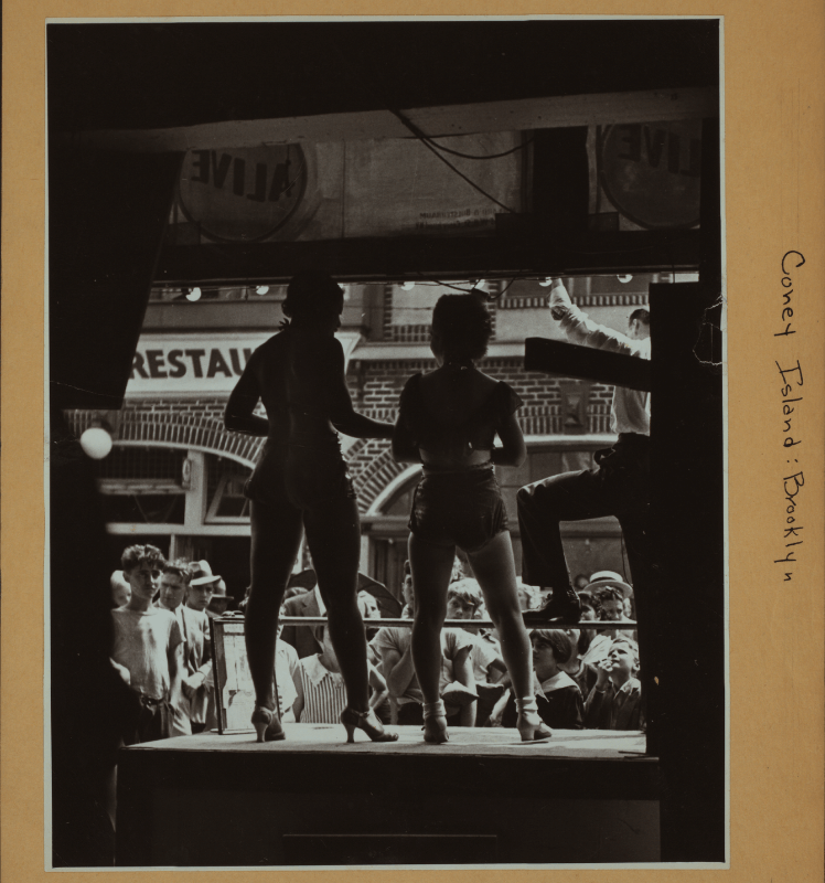 Coney Island - Brooklyn. 1939: "The 'rear end' of a side show, where sex is used to attract the young as well as the old."