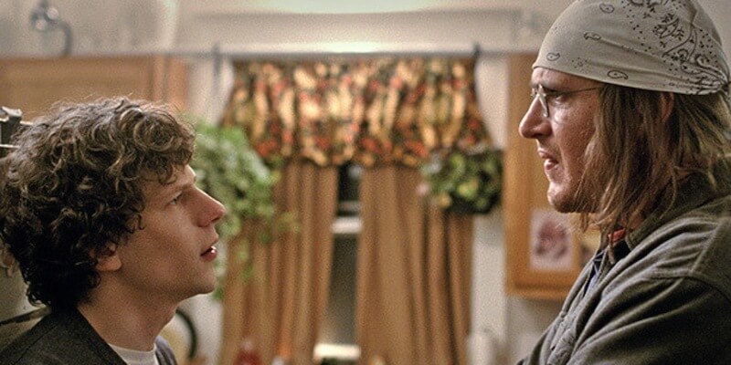 Jesse Eisenberg and Jason Segel in "The End of the Tour." (Credit: A24)