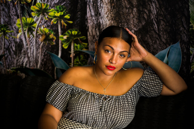 Paloma Elsesser in the Oleanders restaurant in the McCarren Hotel & Pool.  Photos by Brooke Goldman.