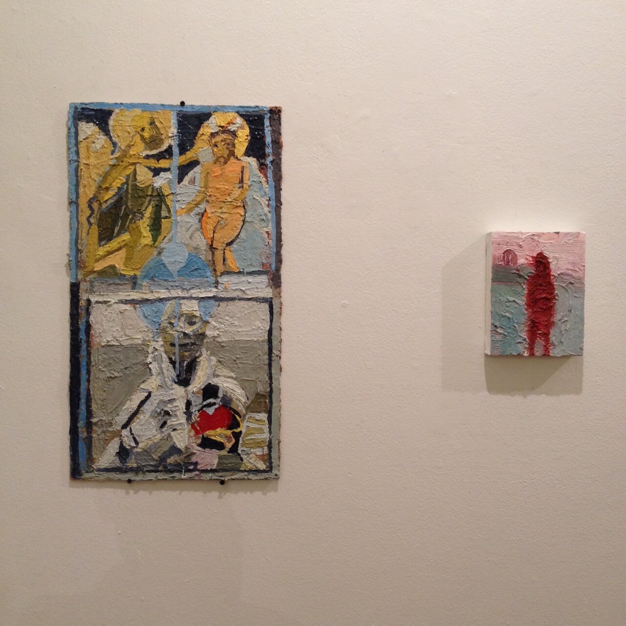 Left to right: Works by Clintel Steed and Carlo D'Anselmi in the Baras room.