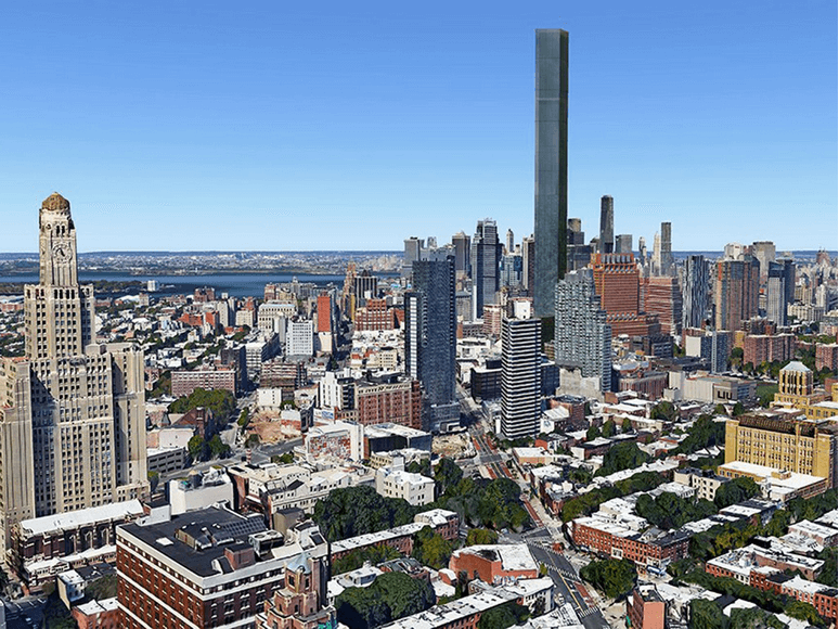 A rendering of the tower that could rise in Downtown Brooklyn. Photo via City Realty
