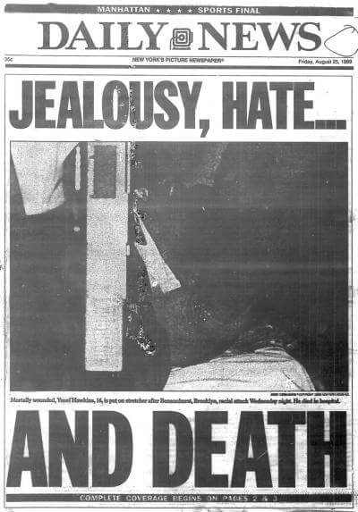 The Daily News covers Yusef Hawkins' death in 1989 (via The Daily News)