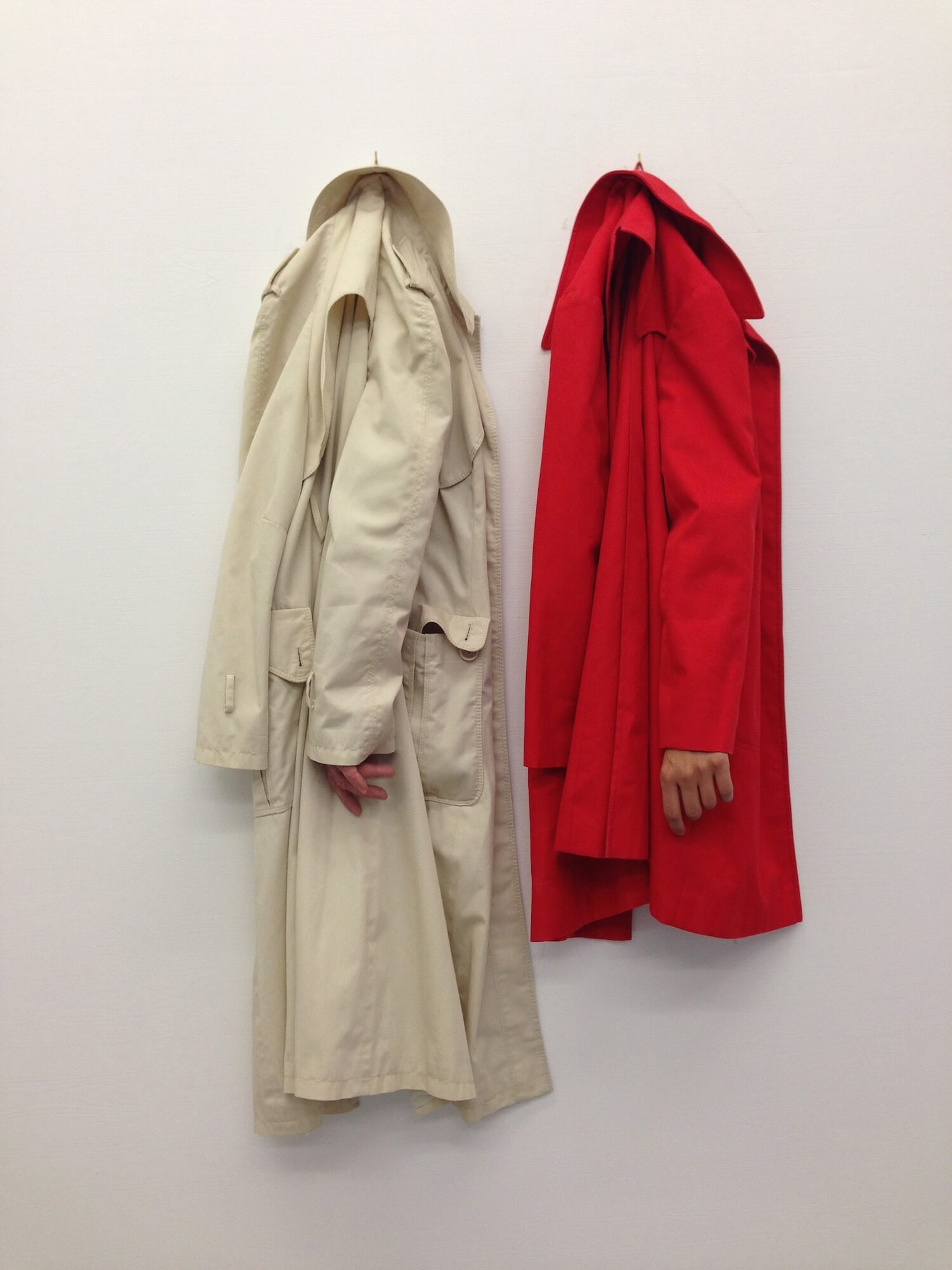 Jirí Kovanda, "Hanging Sleeves, Hiding Hands," made in collaboration with Eva Koťátková, 2013. Performance and object, dimensions variable. Courtesy of the artist and Wallspace, New York. 