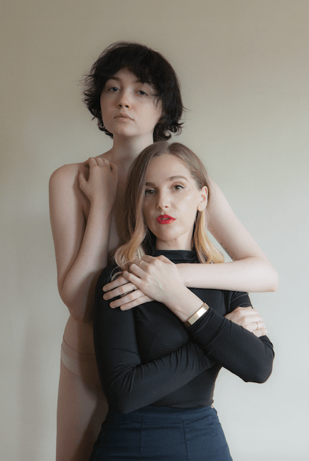 Jessica Yatrofsky, front, with one of her models