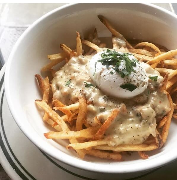 Gravy on Fries with Poached Egg photo via Sweet Chick