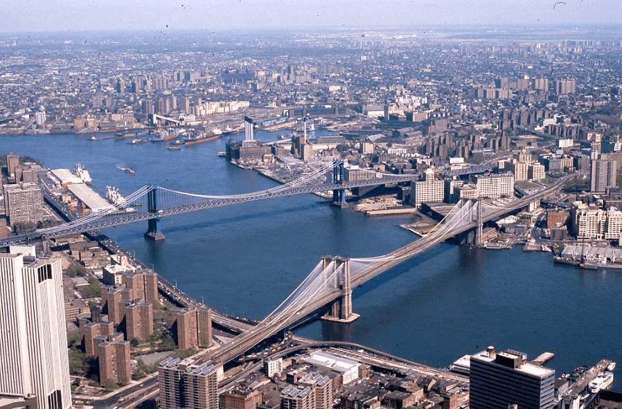Look Eastward, Down Under Manhattan Bridge Overpass. 