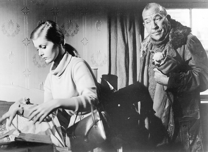 Carol Linley and Noël Coward in Otto Preminger’s BUNNY LAKE IS MISSING (1965). Courtesy Film Forum. Playing Saturday, May 14 and Wednesday, May 18.