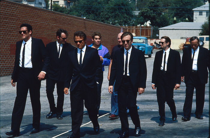Michael Madsen, Quentin Tarantino, Harvey Keitel, Chris Penn, Lawrence Tierney, Tim Roth, Steve Buscemi, and Edward Bunker in Quentin Tarantino’s RESERVOIR DOGS (1992). Image courtesy of Park Circus/Miramax. Playing Friday, May 19 through Thursday, June 1.