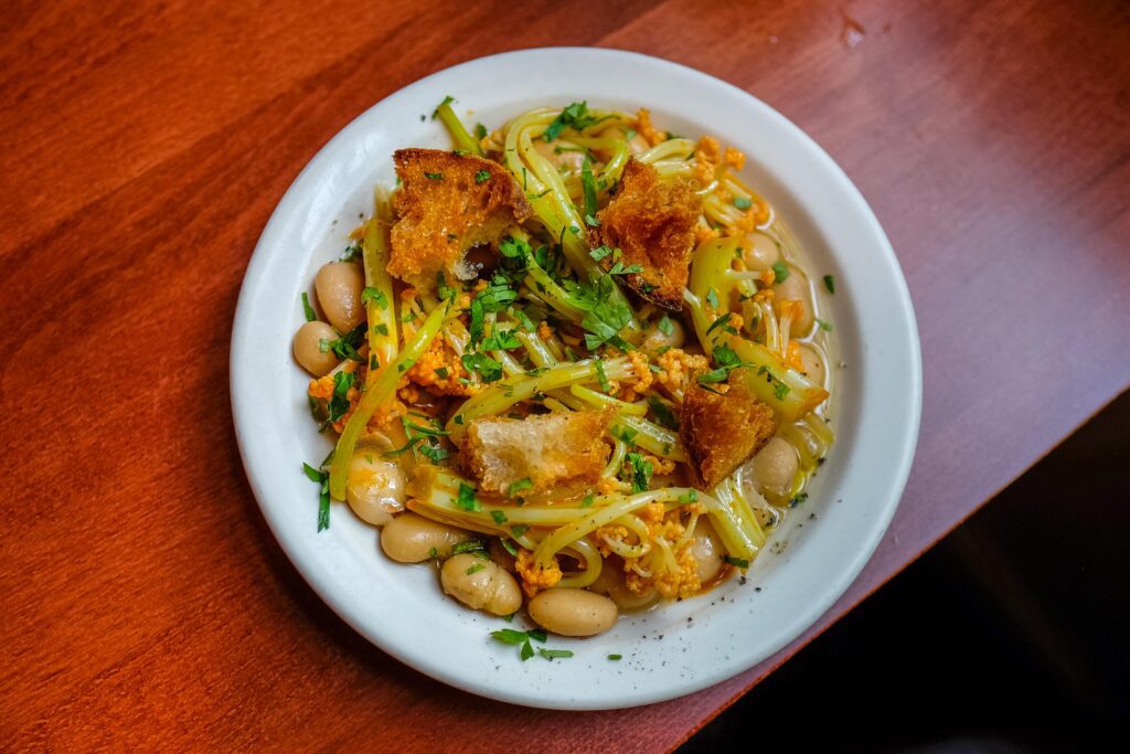 Sprouting cauliflower with caballero beans from Rose Marie