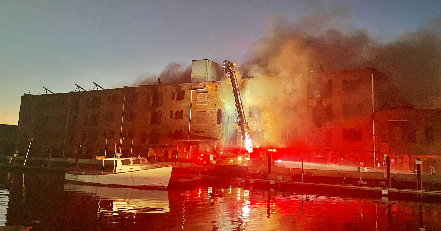 The warehouse fire at 481 Van Brunt Street in Red Hook, Brooklyn
