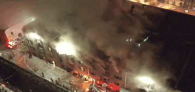 Warehouse burning in Red Hook