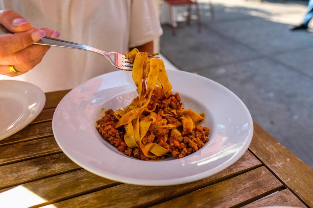 Tagliatelle al ragu bolognese, $26