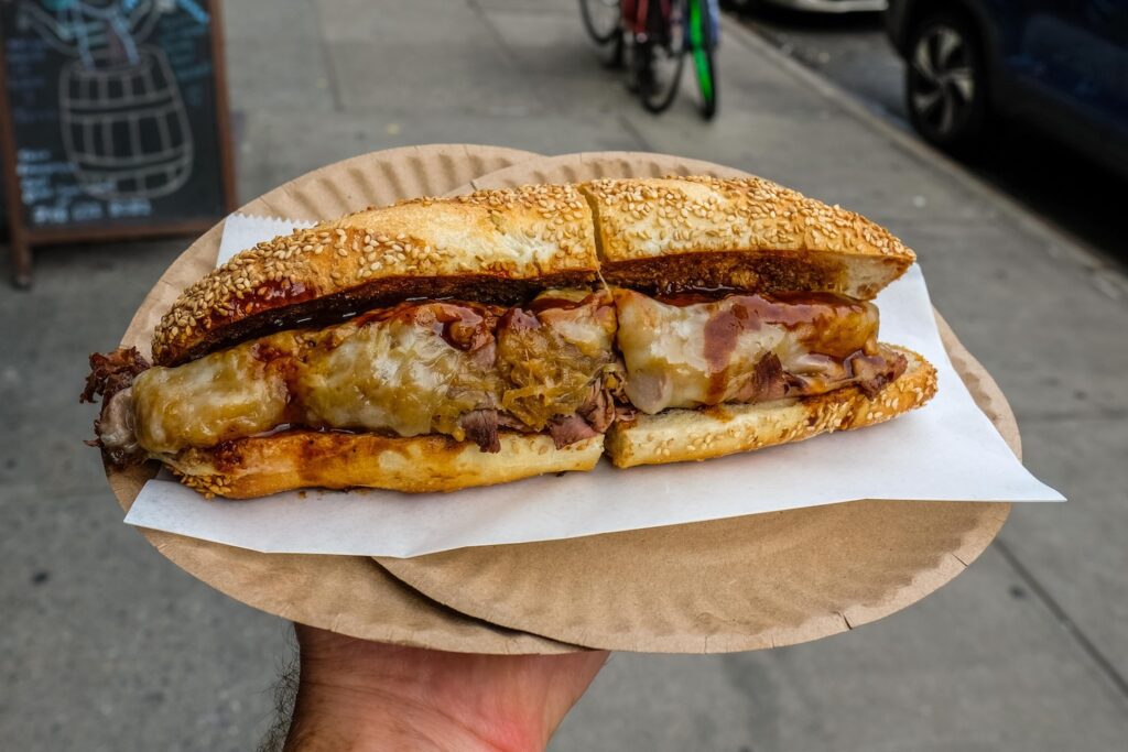 The "No Sleep Til Gravesend" roast beef beast, $19, from 1 of 1 Sandwich in Park Slope