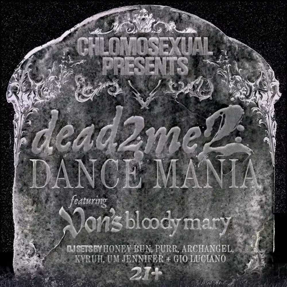 Flier for Dead2Me2's "Dance Mania" Halloween party at Xanadu.