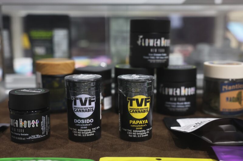 Cannabis products are seen on display at the Union Square Travel Agency cannabis store in New York.