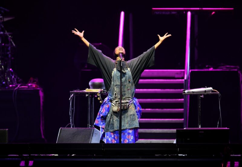 Erykah Badu performing live in concert at ESSENCE Festival in 2025