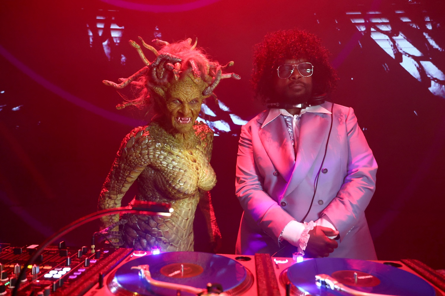 Heidi Klum and Questlove spin at Heidi Klum's 24th Annual Halloween Party presented by Butterfinger and Huluween on Disney+ at Hard Rock Hotel New York on October 31, 2025 in New York City.
