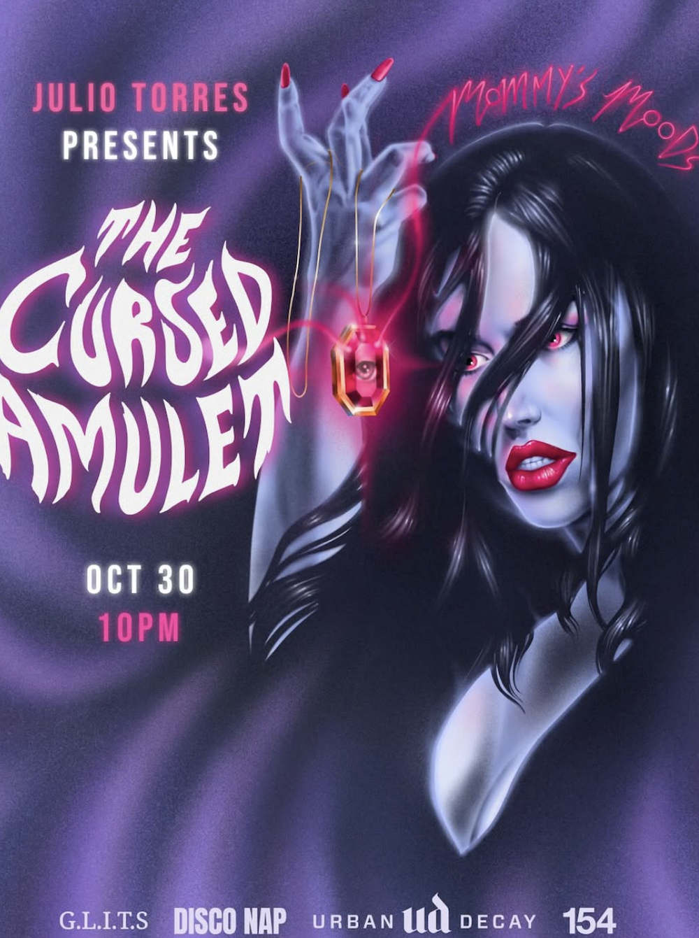 Flier for Julio Torres' "The Cursed Amulet" Halloween party at SAA