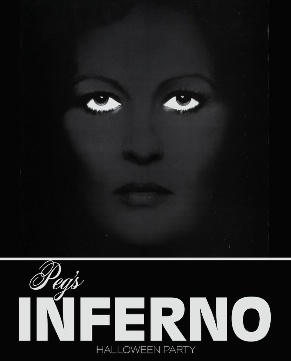 Flier for the Halloween party at Peg's Inferno