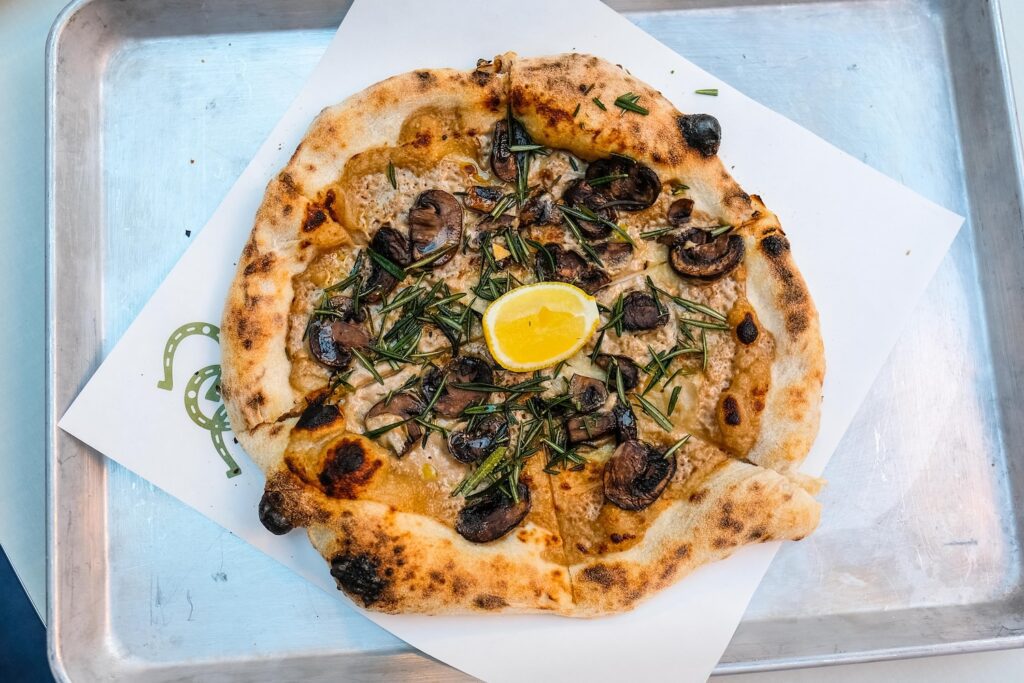 Mushroom supreme pizza, $33 at Third Time's The Charm in Red Hook, Brooklyn