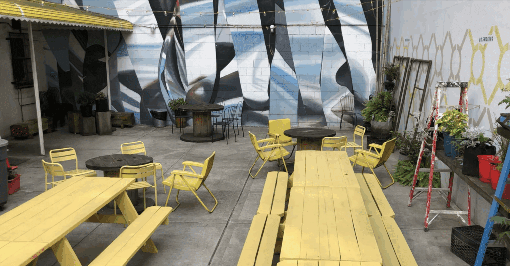 The backyard at Tradesman, a bar in Bushwick, Brooklyn