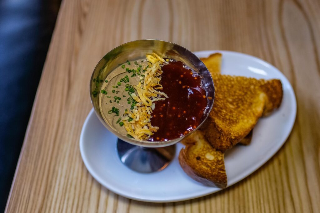 Chicken liver mousse with guava mostarda, $25, at Good Days in Williamsburg, Brooklyn
